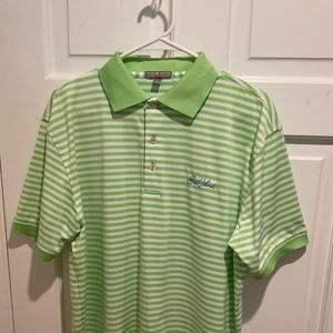 PETER MILLAR  Crown Sport Golf Polo Sz M Lime Striped  ‘Sea Island’